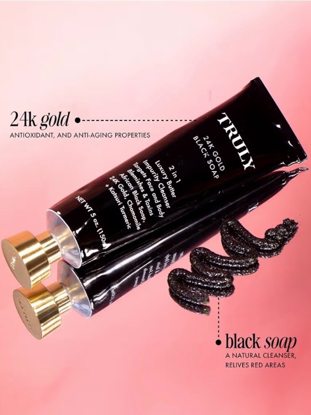 TRULY 24K Gold Black Soap - 2 in 1 Luxure Butter Impurity Cleanser - Picture 2 of 4
